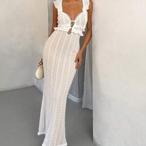 SHEIN White Sleeveless Plunge Maxi Gown